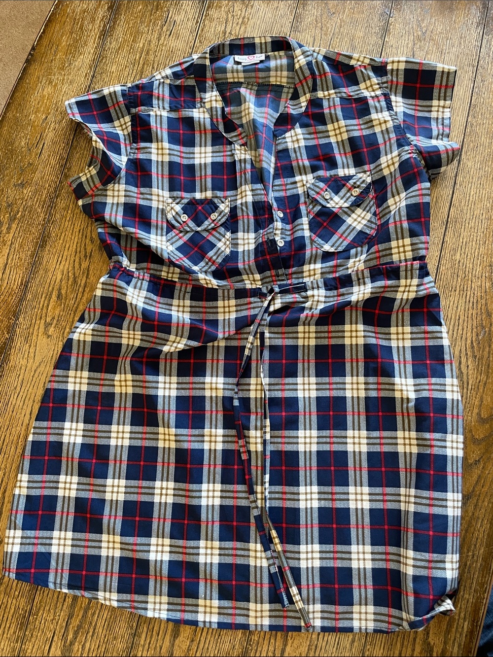 Navy and Red Plaid Maternity shirt